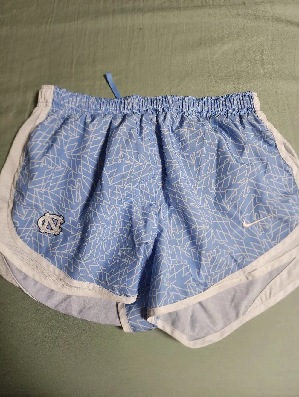 Nike Women’s Light Blue Patterned Running Shorts - UNC Logo